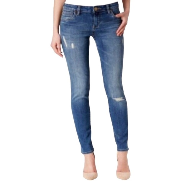 Kut from the Kloth Medium Wash Denim Low-Rise Skinny Distressed Jeans Women 6x28 - Picture 14 of 14